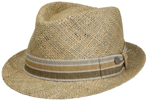 LIERYS Luco Trilby Seegrashut - Naturfarbener Hut aus Stroh - Klassischer Look - Atmungsaktiv - Herren - Frühjahr/Sommer Natur S (54-55 cm)