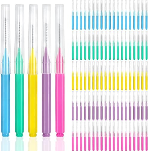 100 Stück Interdentalbürste, Zahnstocher, Zahnseide, Kopf, Mundhygiene-Bürste, Zahnspangenbürste, Zahnreiniger, Zahnseide, Zahnreinigungswerkzeug