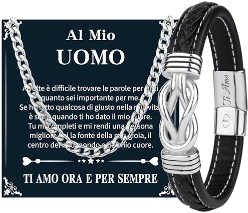 Merclix Idee Regalo San Valentino Per Lui Set Bracciale E Collana Regalo Uomo Compleanno Regali Per Lui Natale Fidanzato Anniversario