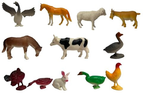 Fattoria Animali Giocattolo per Bambini - Set da 12 Pz Figure in Plastica Animali da Cortile