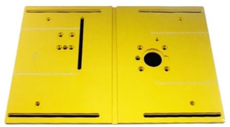 JDQTPOET Router Table Insert Plate, Circular Saw Flip Cover Plate Gauge Guide Aluminium Profile Sliding Brackets (Yellow Plate)