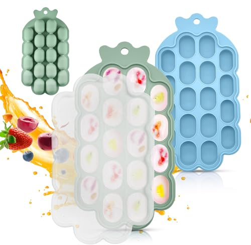 O’doe Silicone Freezer Molds for Baby Food – BPA-Free Baby Food Containers with 18-Hole Silicone Freezer Trays with Lid | Silicone Baby Food Freezer Tray for Weaning & Meal Prep