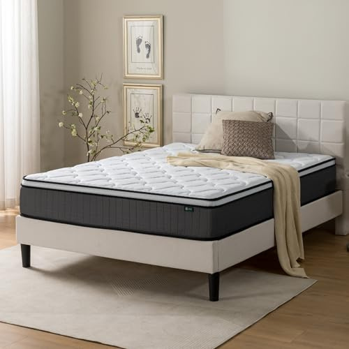 Zinus Matelas 140x190 cm Mémoire de Forme Tight Top – Épaisseur 25 cm – Ressorts Ensachés & Mousse Haute Densité – Soutien Ergonomique – Certifié Oeko-TEX – Fabriqué Selon Les Normes Françaises