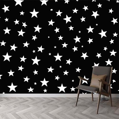 Fototapete Sterne -Wanddeko, Wandbild, Wandtapete - Hochwertige Wanddekoration - 350 x 256 cm Schwarz