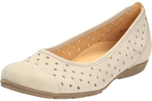 Gabor Damen Klassische Ballerinas, Frauen Flats,Ballerina-Schuhe,Ballett-Schuhe,Ballet-Flats,flach,Ausgehschuhe,Abendschuhe,leinen,38.5 EU / 5.5 UK