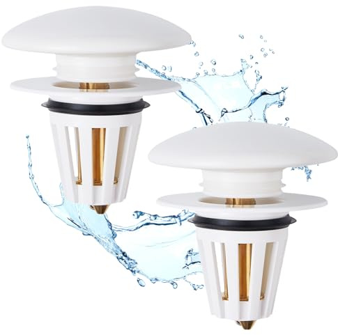 OWLMATE 2 tappi per lavabo, tappi di scarico, tappi per lavandino, tappo di scarico per lavandino, tappo per vasca da bagno con filtro anti clogging (Ø 34 – 40 mm)