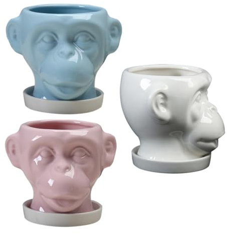 Yardwe Pots À Créatifs 3 Pots De Fleurs en Céramique pour Plantes D'intérieur Décoration
