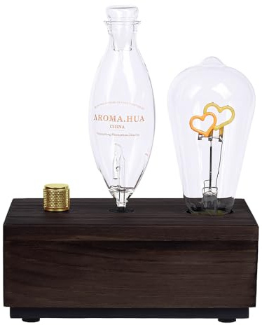 BAUSATZ Waterless Diffuser for Essential Oils, Solid Oak Base, Heartshape Lamp, USB Interface