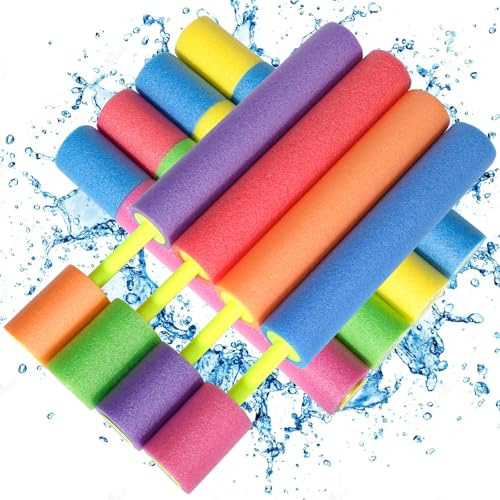 BGIUSQF 8 stycken vattenpistoler för barn, vattenpistol skum, vattensprutpistol, vattenpistol 33 cm, vattenräckvidd 8-10m, vattensprutpistol för pool strand utomhus