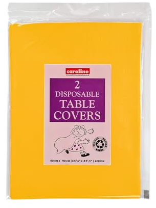 2 x Yellow 90 x 90cm Disposable Paper Table Cloth Cover for Square or Rectangular Dining Table Birthday Party, Catering, Baby Shower & Wedding Decorations By Zinnia