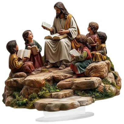 Nishiyuenyi 2D Jesus Figur Dekoration Tisch Ornament für Religiöse Kunst Im Klassenzimmer, Jesus Gibt Vortrag