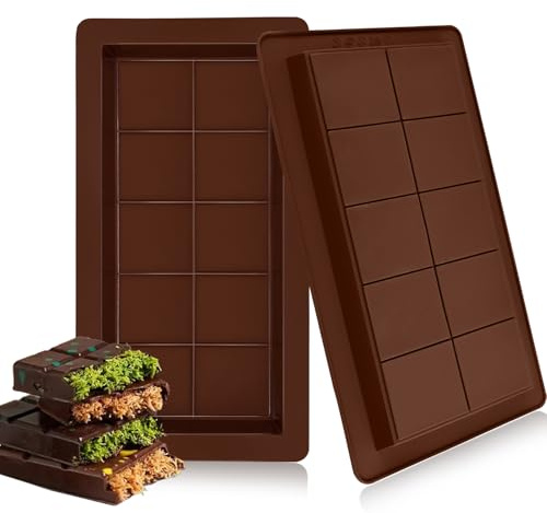2 Pieces Silicone Chocolate Bar Moulds, Deep Thick Chocolate Bar Moulds Reusable Silicone Candy Mold for Baking DIY, Ice Cube Maker