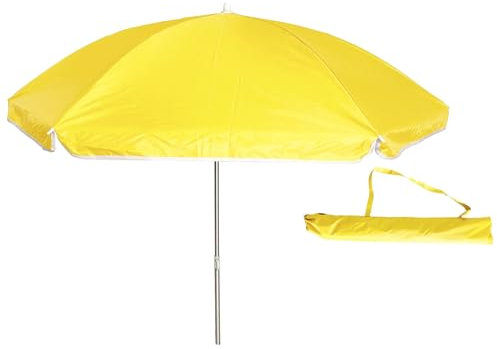 Genérico Sombrilla playa de Hierro con inclinación ajustable parasol antiviento resistente para patio exteriores terraza jardín (Amarillo, 220)