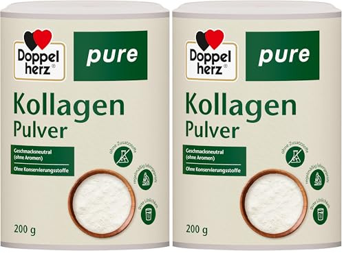 Doppelherz pure Kollagenpulver - geschmacksneutral - leicht löslich - ohne Konservierungsstoffe und Aromen - kontrollierter Rohstoff aus Weidehaltung - 200 g (Packung mit 2)