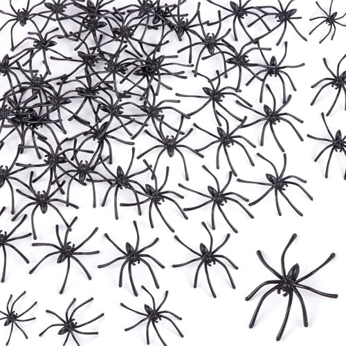 TNSOYCA 100 PCS Ragni Halloween, Nero Finti Ragni, Realistico Ragno Spaventoso, Ragno di Plastica Neri, per Decorazioni spaventose per Feste di Halloween