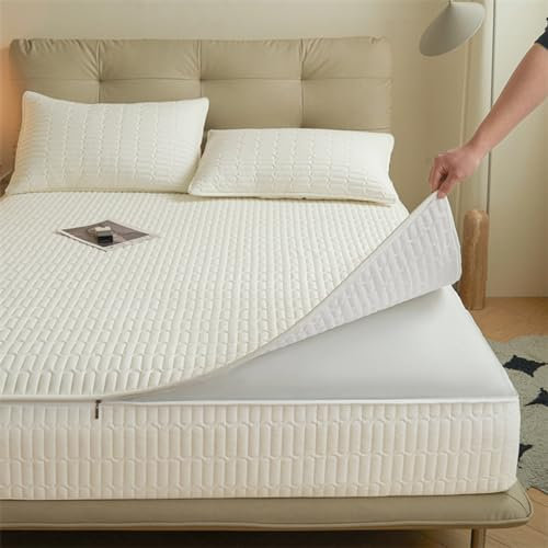 Protector de colchón impermeable para cama individual, 90 x 190 cm, funda personalizable para cama doble/king, transpirable, con cremallera, a prueba de polvo, antialérgico