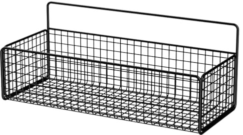 Wall Mounted Storage Basket,Wire Basket,No Drill Metal Kitchen Bathroom Baskets Small Pantry Shelf (Black)