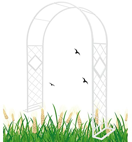 Arco de jardín para plantas trepadoras, metal resistente para patio y terraza, elegante decoración de bodas y fiestas, blanco, tamaño: 340 x 230 cm (ancho x alto)