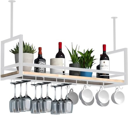 Ceiling Hanging Shelves - Metal Display Rack for Pots, Plants, Books & Wine Glasses - Ideal for Bar, Cafe, Kitchen & Office