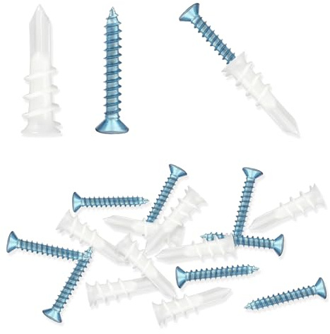 200 Pcs Plaster Board Wall Fixing Set, Self Drilling Drywall Fixings, 100 Plasterboard Wall Plug 100 Drywall Anchor Screws,No Pre Drill Hole Required