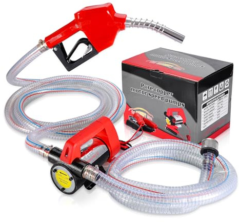 Pindex 12 V 175 W Diesel Transfer Pump with Self-Sealing Filler, 50 L/min | Portable Oil Extractor Pump with 6m Hose, Fuel Nozzle, Filter, for Diesel Kerosene Transformer Oil, for Farm Tractor Fueling
