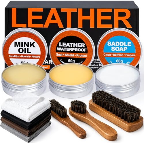 GleamGlee Leather Boot Care Kit, 10-Piece Cleaner & Conditioner Set