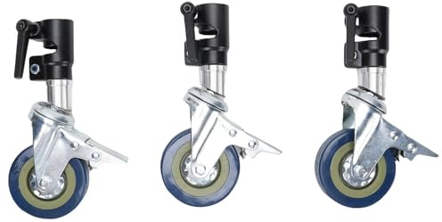 Eminchu Ruote per Supporto Luce da 3 Pezzi, Rotelle per Supporto Luce per Fotografia con Blocco Freno in Metallo a 360° per Supporti da 25 Mm Studio Live Streaming