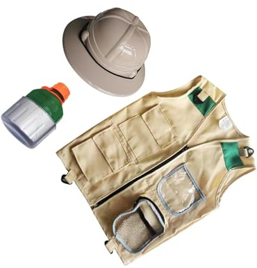 QLECXZI Set di gilet cargo per bambini e costume da esploratore, avventure nella natura in giardino, entusiasmante giocattolo educativo per giovani