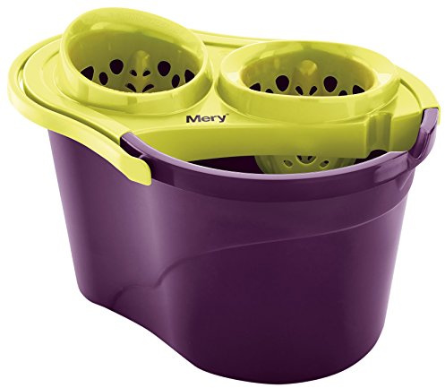 Mery 0350 Öko-Eimer mit doppelter Abtropfvorrichtung, Violett und Limette, 25,8 x 32,5 x 44 cm