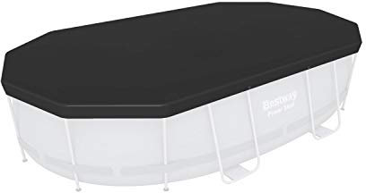 Bestway Abdeckplane 418x230 cm, grau, für Pool 424x250x100 cm Flowclear Lona de PVC 418 x 230 cm, gris, para piscina Power Steel Oval 424 x 250 x 100 cm, color (58425)