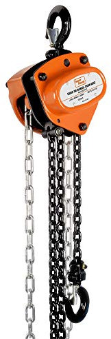 SuperHandy Manual Chain Block Hoist Come Along 1/2 TON 1100 LBS Cap 10FT Lift 2 Heavy Duty Hooks Commercial Grade Steel for Lifting Pulling Construction Building Garage Warehouse Automotive Machinery