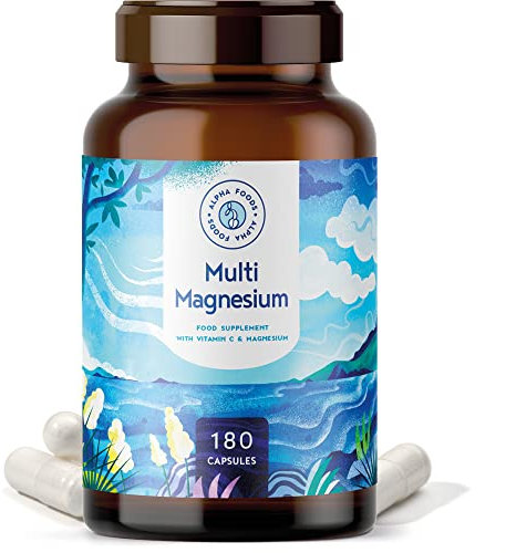 Multi Magnesium – 180 Kapseln aus bioaktiven Magnesium Supremo Supplement, Quellen (Phyto, Bisglycinat, Citrat) - 2140mg - komplette Müdigkeit ergänzt