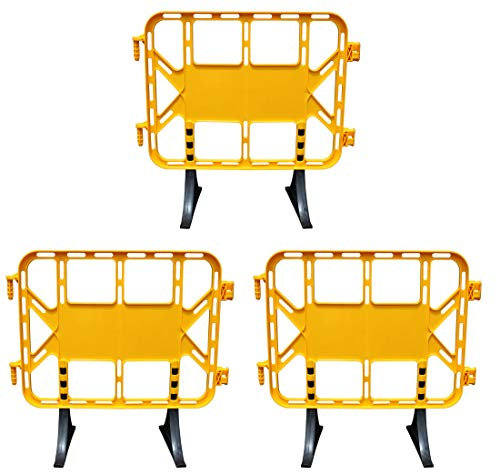 ADO - Valla de plástico obra peatonal en color amarillo, valla con patas extraíbles de 1 metro (3- Vallas)