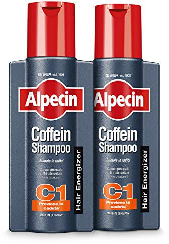 Alpecin Caffeine Shampoo C1 2x250ml | Shampoo Anticaduta Efficace con Caffeina | Shampoo Rinforzante Uomo per Capelli Diradati e Sottili | Cura Quotidiana del Cuoio Capelluto | Per capelli forti