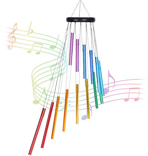 windspiele für draußen, 72cm Memorial Windspiele mit Haken, 14 Farbe Aluminiumlegierungsrohre (Regenbogenfarben)