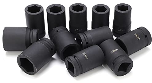 Juego de Vasos de Impacto Profundo 12 Piezas 24-41 mm Cromo Vanadio
