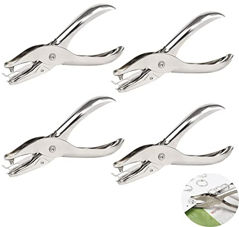 Zhenp 4 Pezzi 3mm Perforatrice Singola, 13x5,5cm, Pinza a Foro Singolo, con Capacità di Più Fogli, Pinze per Perforare La Carta, Perforatore Metallico Singolo, per Card/Scrapbooking/Artigianato