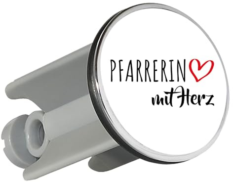 Huuraa Waschbeckenstöpsel Pfarrerin mit Herz Geschenk 4cm für Waschbecken Abflussstopfen Pfarrerin Geschenkidee
