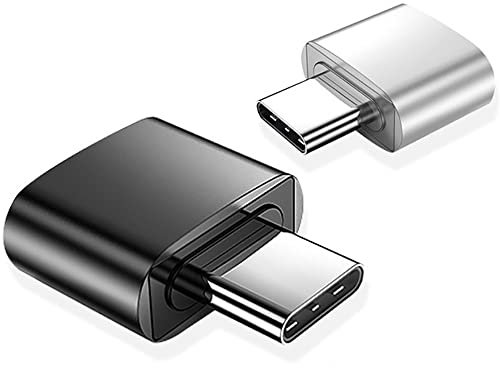 Adaptateur USB C vers USB (Lot de 2), Adaptateur USB Femelle vers Type C Mâle, Compatible avec MacBook, Téléphone et Plus (Noir et Argent)