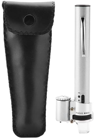 Mini Mikroskop,100 x Mini Handheld Pocket Pen Mikroskop Pocket Microscope Magnifier Built-in LED Light Fokus verstellbar tragbar Diamond Jewelry, Beutel Handmikroskop