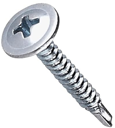 Flange Head Phillips Self Drilling Screws 4.2mm x 50mm (Pack of 25) Modified Truss Zinc Plated Steel Fine Thread Pan Head Pozi Screw for Wood Sheet Metal Plasterboard Plastic Aluminum