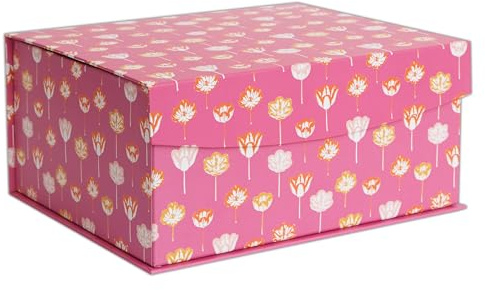 RHS Aufbewahrungsbox aus Karton, klein, Blüten-Design, Geschenkboxen, Heimdekoration, mit magnetischem Deckelverschluss, dekorativer Geschenkkorb, Bastelorganizer, Andenken und Speicher