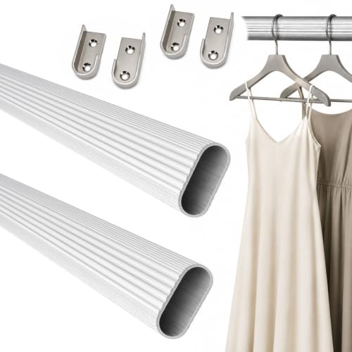HOOZ 2-er Set Kleiderstange mit Halterung in 5 Längen 60-140cm 120 cm