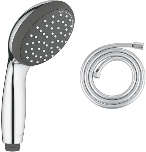 Bundle aus GROHE Vitalio Start 100 - Handbrause wassersparend, 27946000 + GROHE Vitalioflex - Metallbrauseschlauch,1750 mm, 27506001