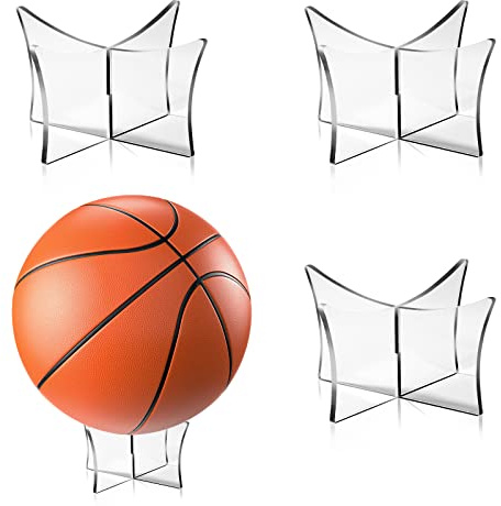 Newellsail Supporto di Palla Acrilico Base di Supporto Rimovibile Espositore Portapalle Multifunzionale per Pallone da Calcio, Pallacanestro, Pallavolo, Palla da Rugby 3 Pezzi (Trasparente)