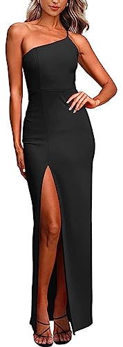 RPAEOY Abito Monospalla Donna Elegante Vestito Estivi Asimmetrico Lungo Spacco Laterale Cerimonia Cocktail Festa Matrimonio Sera Aderente Tubino Formale