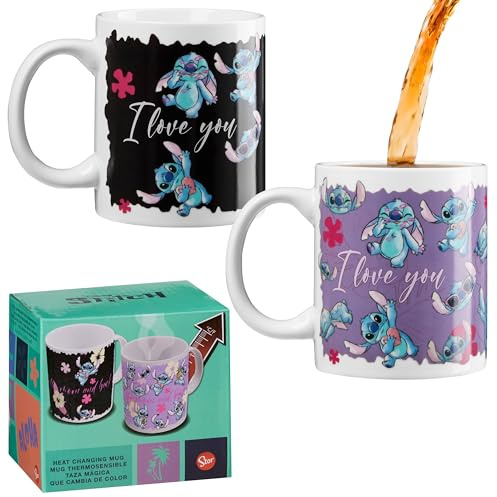 Disney Lilo und Stitch Tasse Farbwechsel Magic Tasse mit Thermoeffekt Farbwechsel Mug 30 cl - Stitch Sachen