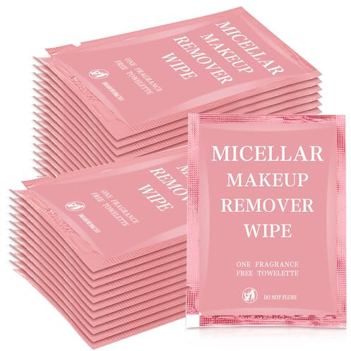 Ctosree 150 toallitas desmaquillantes a granel envueltas individualmente, toallitas de maquillaje individuales, paño removedor de maquillaje, almohadillas de limpieza facial para rímel, lápiz labial,