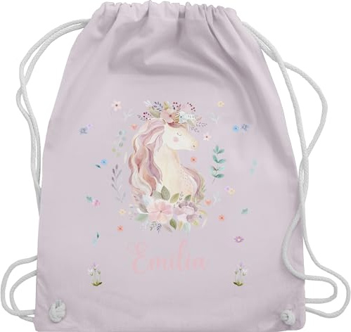 Turnbeutel Rucksack - Einhorn Geschenke mit Name personalisiert I Geschenke Einhörner - Unisize - Pastell Rosa - beutel kindergarten einhornrucksack unicorn stoffbeutel personalisierter kind