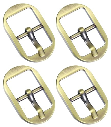 QUARKZMAN Rollschnalle Metall Roller Schnalle, 4 Stück Gürtelschnalle zum Wechseln 15mm/0,6 Verstellbar Schnalle Ovale Mittel Steg Metallschnalle für DIY Gurte Rucksack Leder Zubehör Bronze
